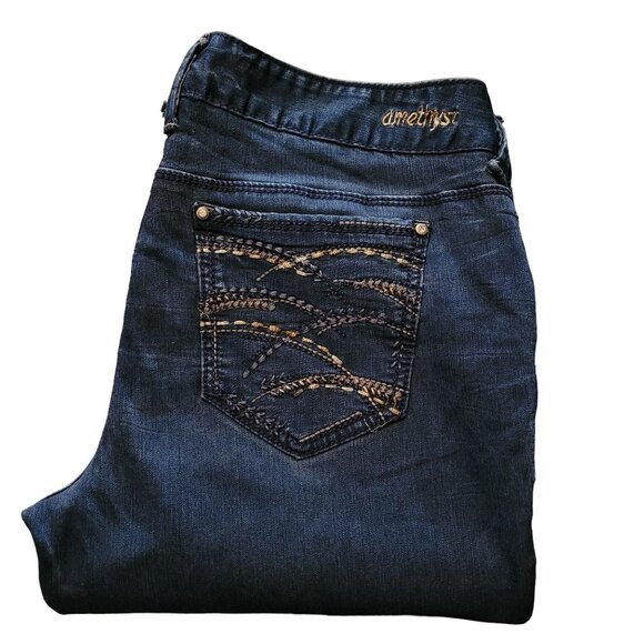 Amethyst Jeans Size 13 Slim Bootcut Electra Mid Rise Medium Dark Wash Stretch - Picture 3 of 12